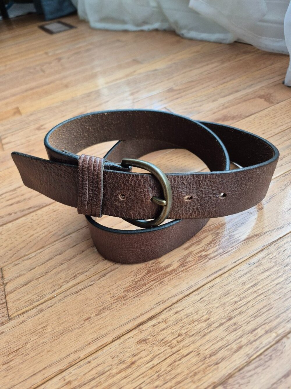 Brown Textured Leather Belt Large